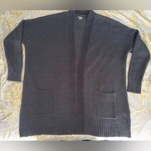 Aerie Charcoal Open Knit Textured Cardigan Sweater